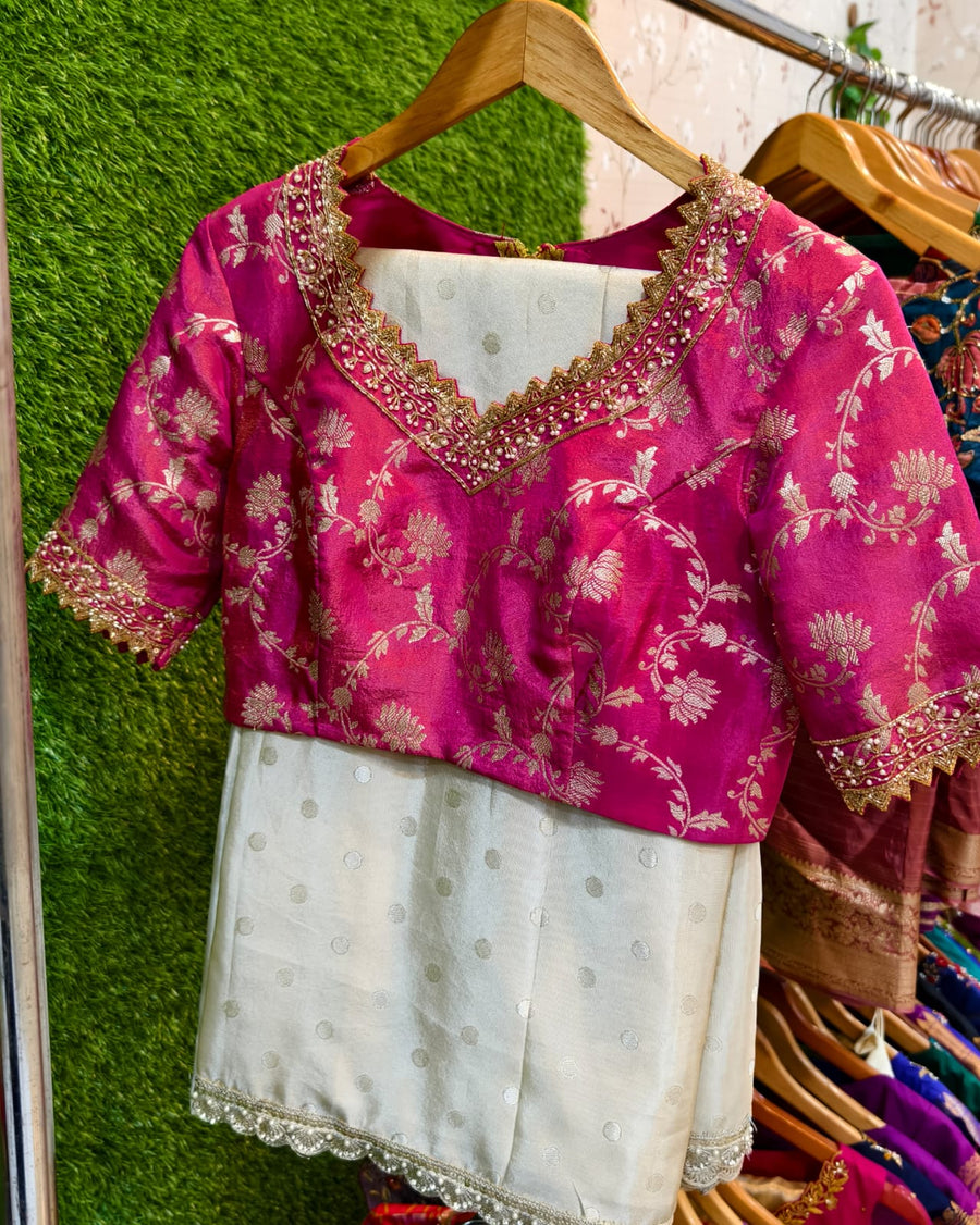 tissue fabric and intricate banarasi Maggam work - Anvitha Collections