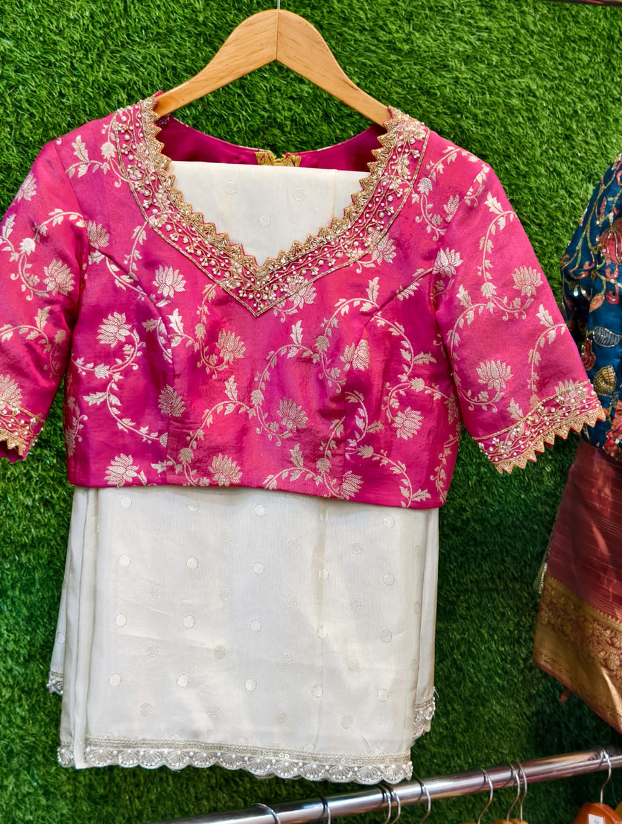 tissue fabric and intricate banarasi Maggam work - Anvitha Collections