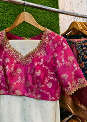 tissue fabric and intricate banarasi Maggam work - Anvitha Collections