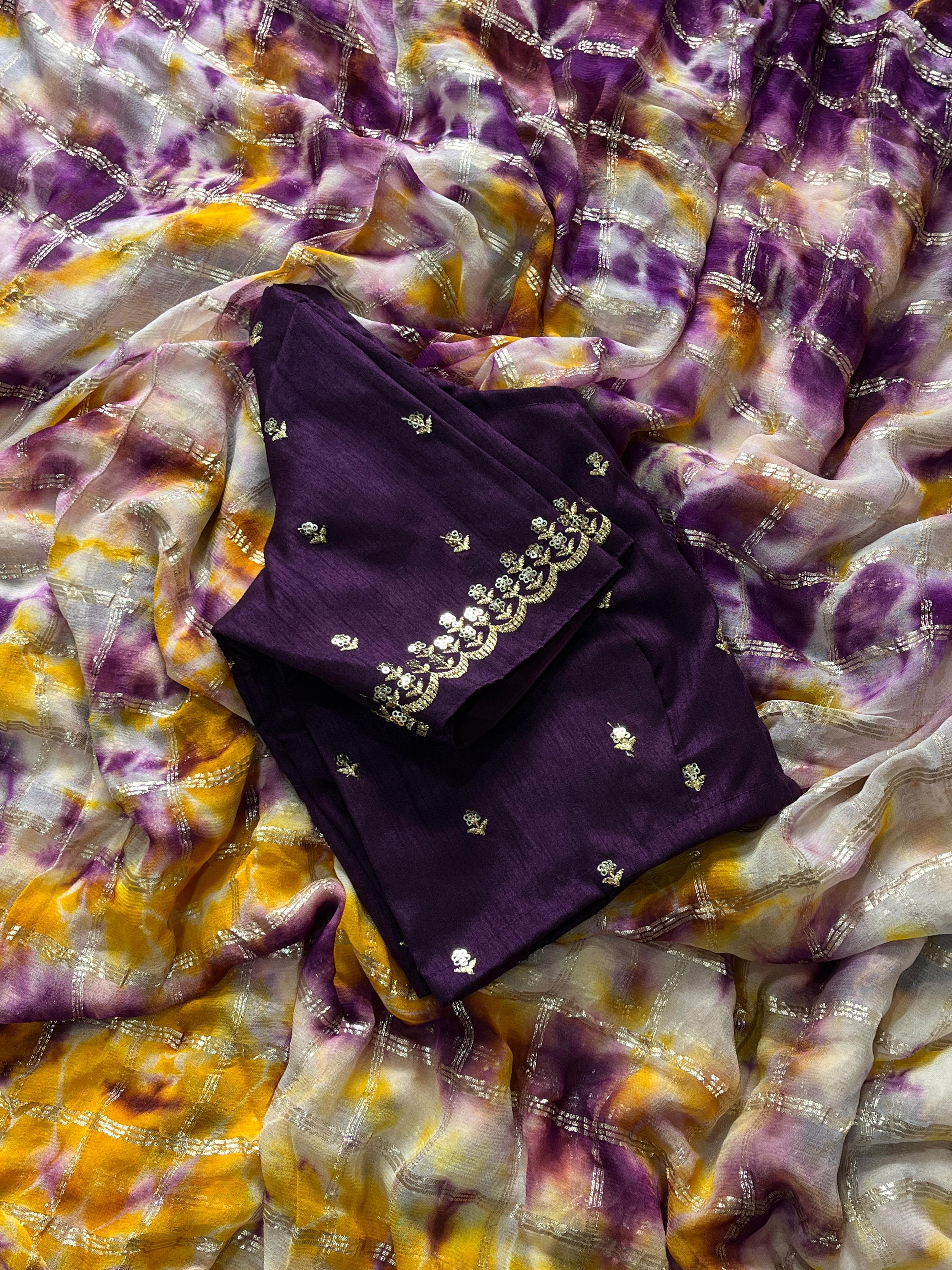 Purple Shibori Love saree - Anvitha Collections