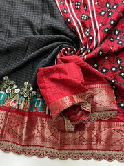 Black ~ Red Special Soft Silk saree - Anvitha Collections