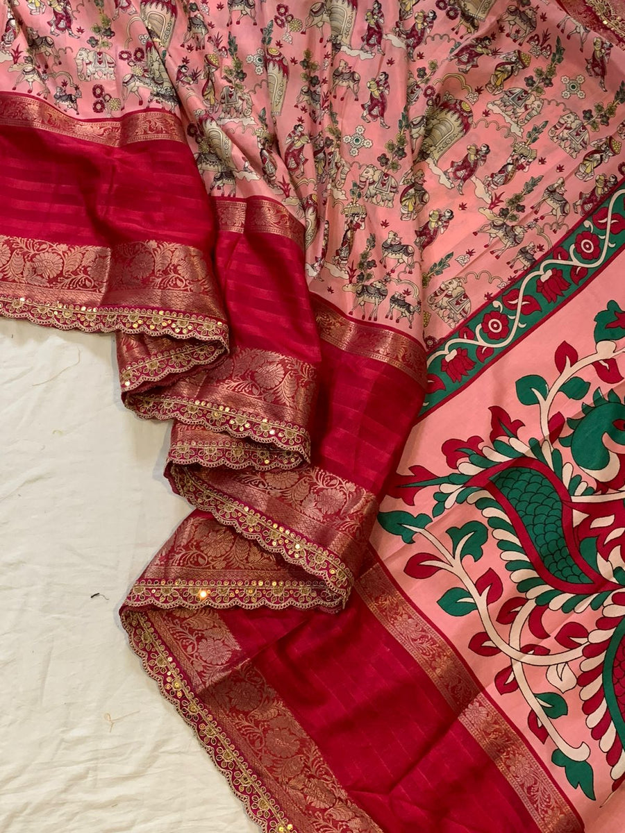 Black ~ Red Special Soft Silk saree - Anvitha Collections