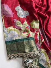 soft silk and elegant sparrows print - Anvitha Collections