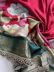 soft silk and elegant sparrows print - Anvitha Collections