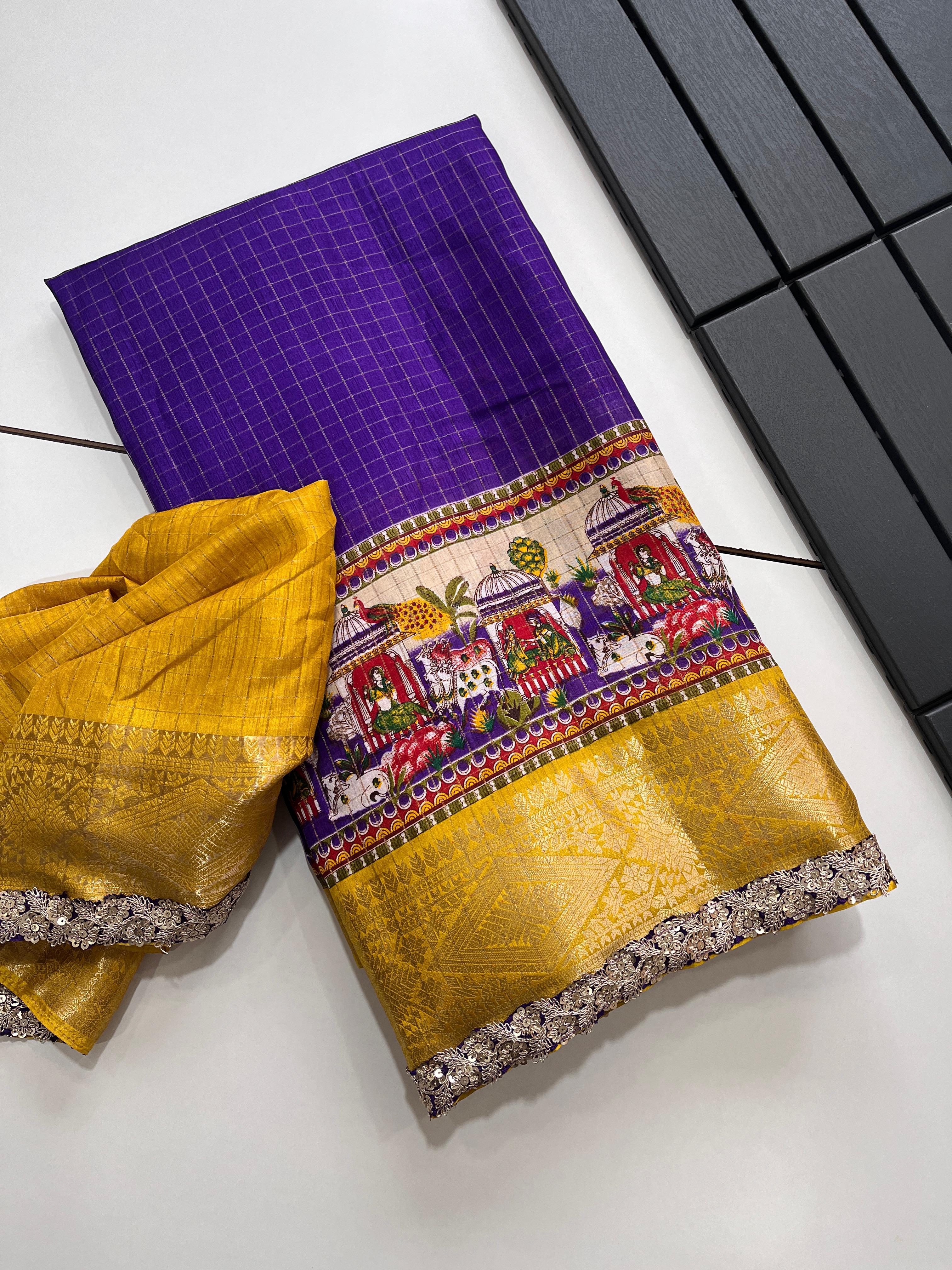 Soft silk saree having chex design on all over the saree - Anvitha Collections