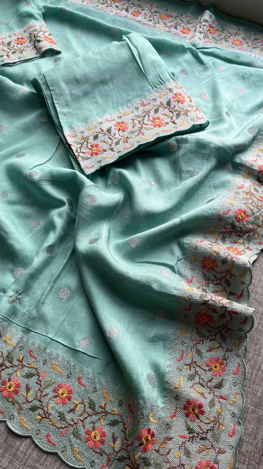 multi thread embroidered and zari work - Anvitha Collections