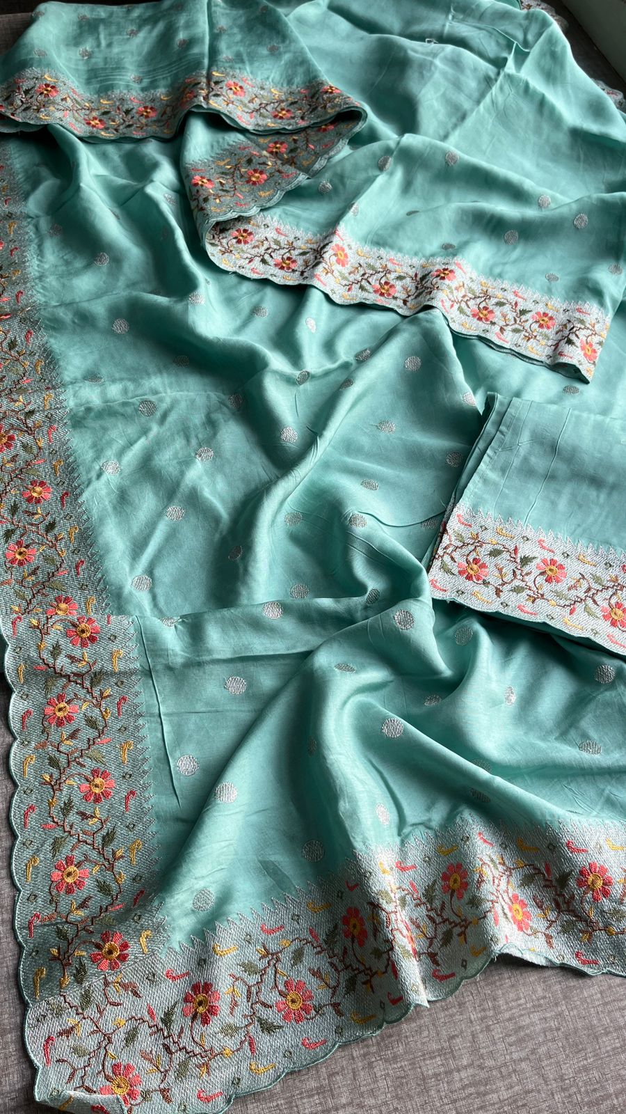 multi thread embroidered and zari work - Anvitha Collections