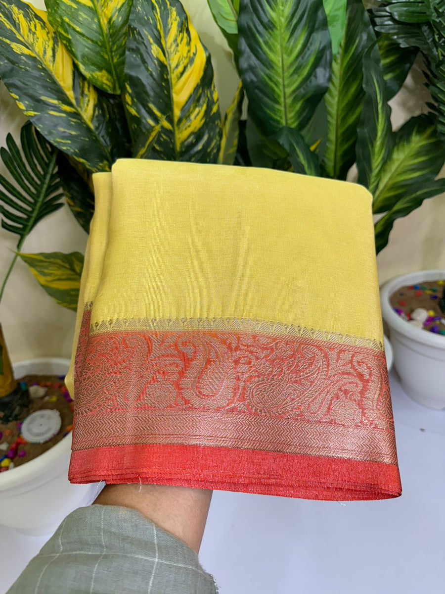 Banarasi handloom soft katan tissue silk fabric saree - Anvitha Collections