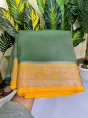 Banarasi handloom soft katan tissue silk fabric saree - Anvitha Collections