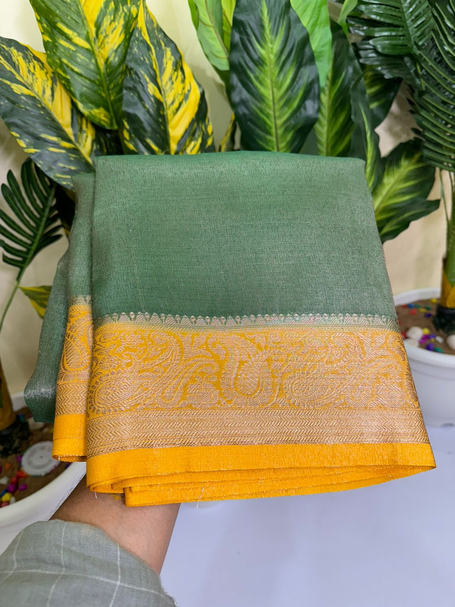Banarasi handloom soft katan tissue silk fabric saree - Anvitha Collections