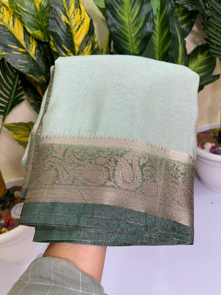 Banarasi handloom soft katan tissue silk fabric saree - Anvitha Collections