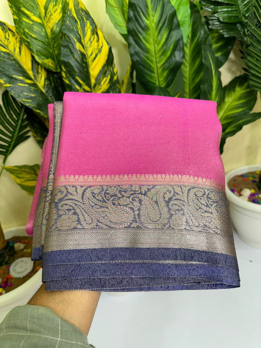 Banarasi handloom soft katan tissue silk fabric saree - Anvitha Collections