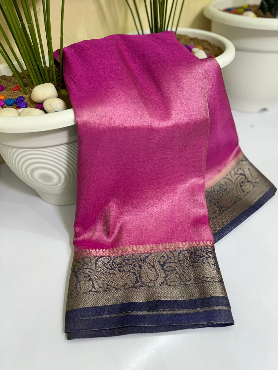Banarasi handloom soft katan tissue silk fabric saree - Anvitha Collections