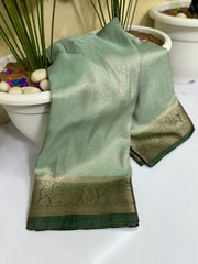 Banarasi handloom soft katan tissue silk fabric saree - Anvitha Collections