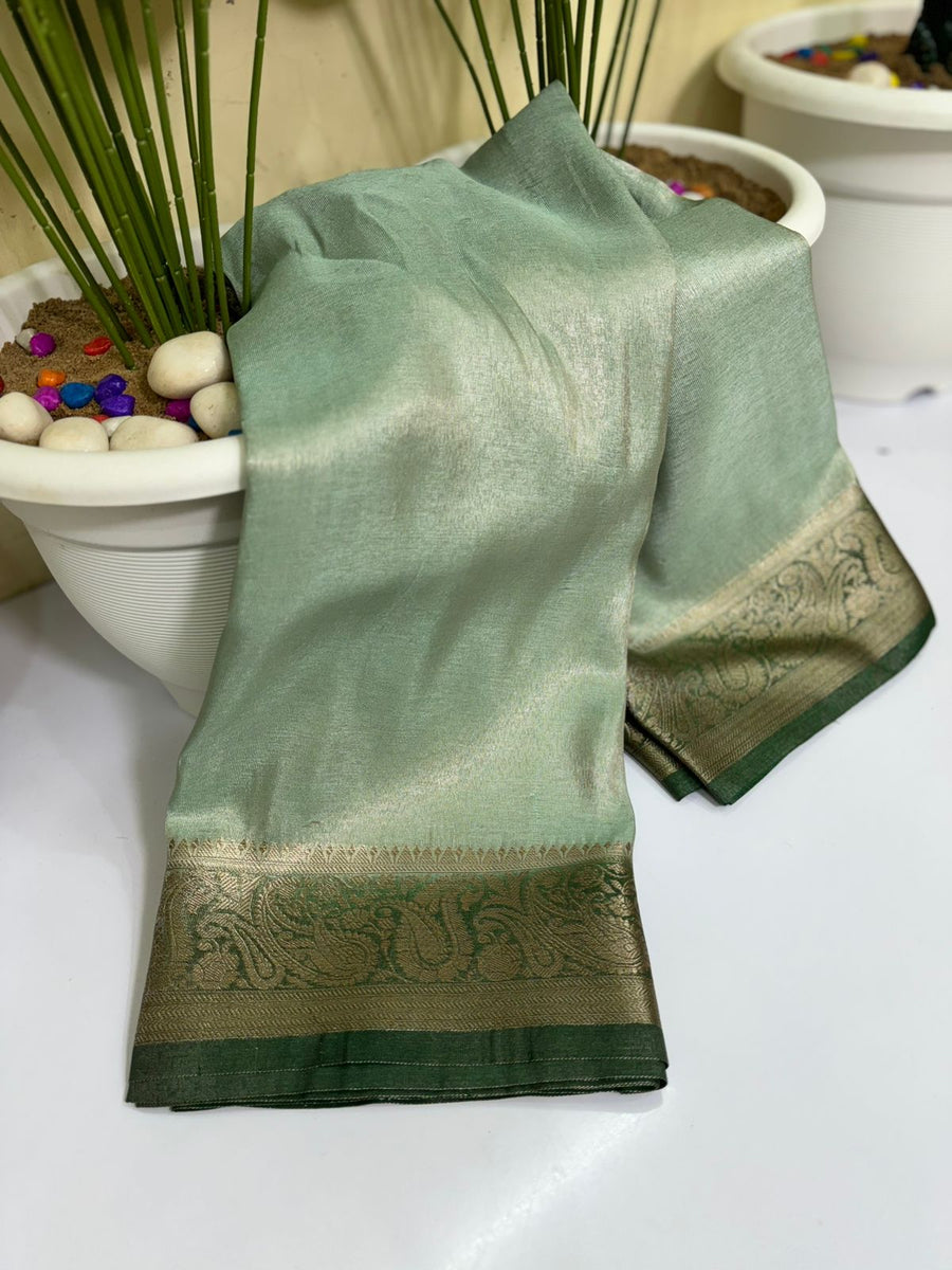 Banarasi handloom soft katan tissue silk fabric saree - Anvitha Collections