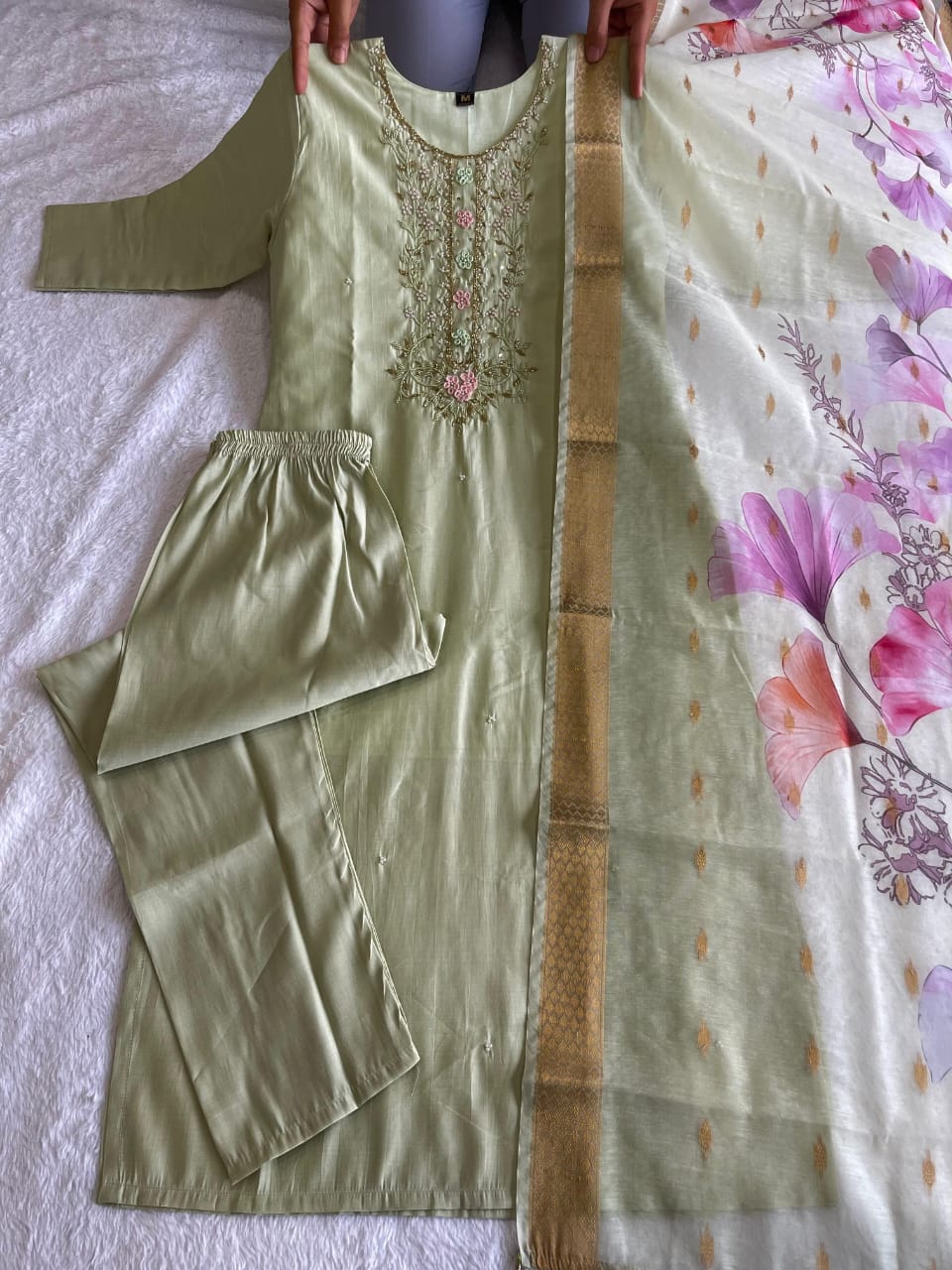 premium Roman silk outfit - Anvitha Collections