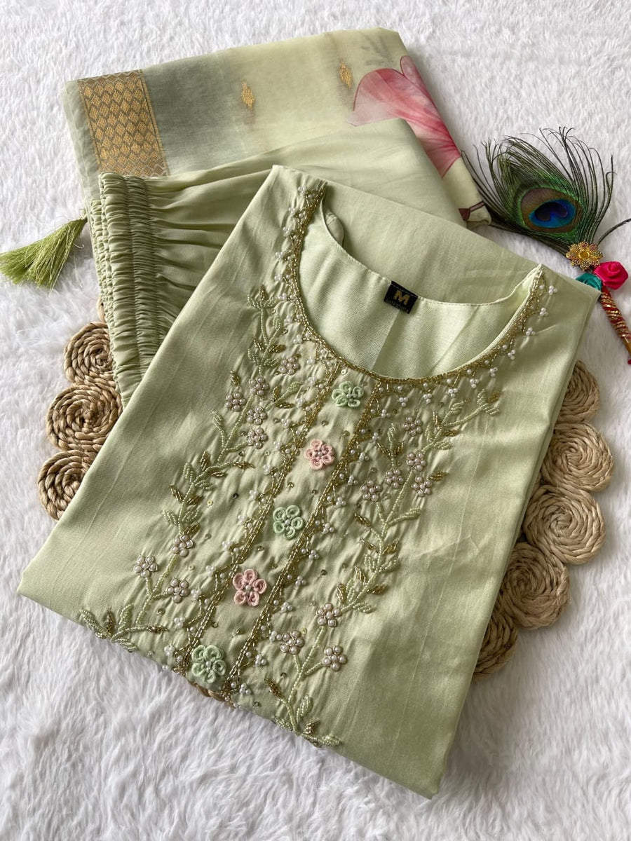 premium Roman silk outfit - Anvitha Collections