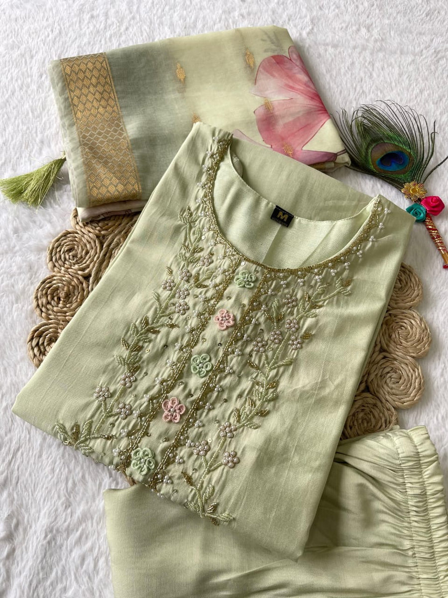premium Roman silk outfit - Anvitha Collections