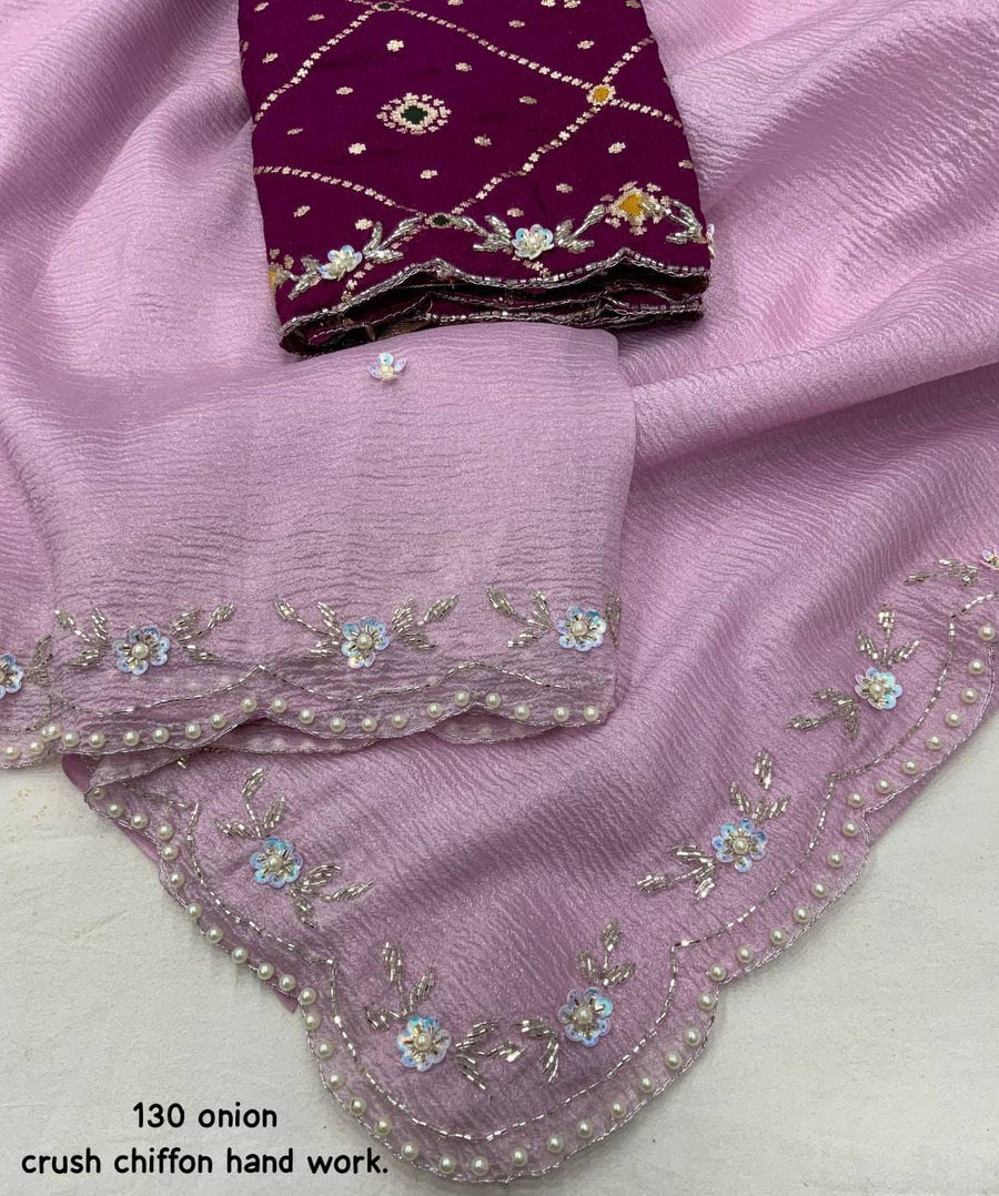 soft crush chiffon saree - Anvitha Collections