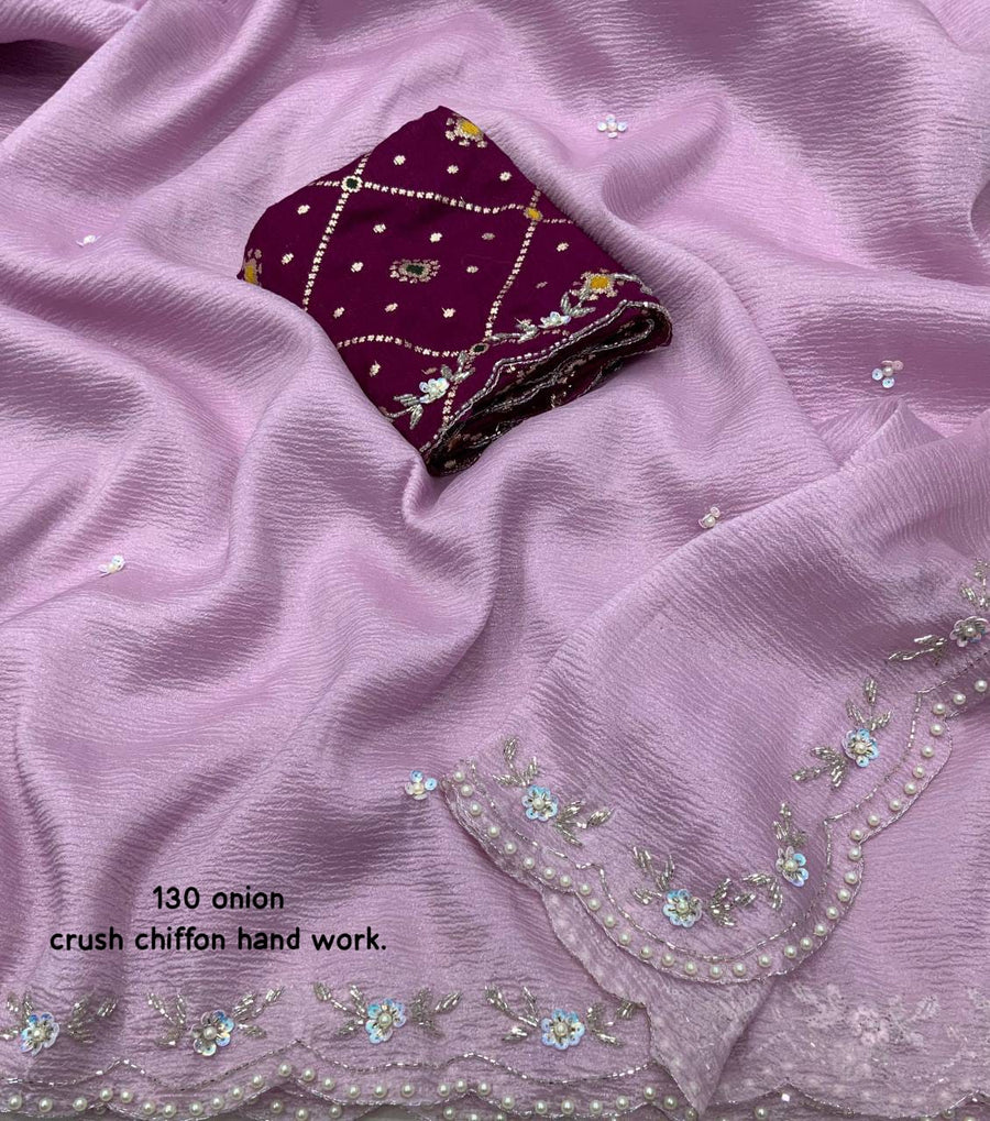 soft crush chiffon saree - Anvitha Collections