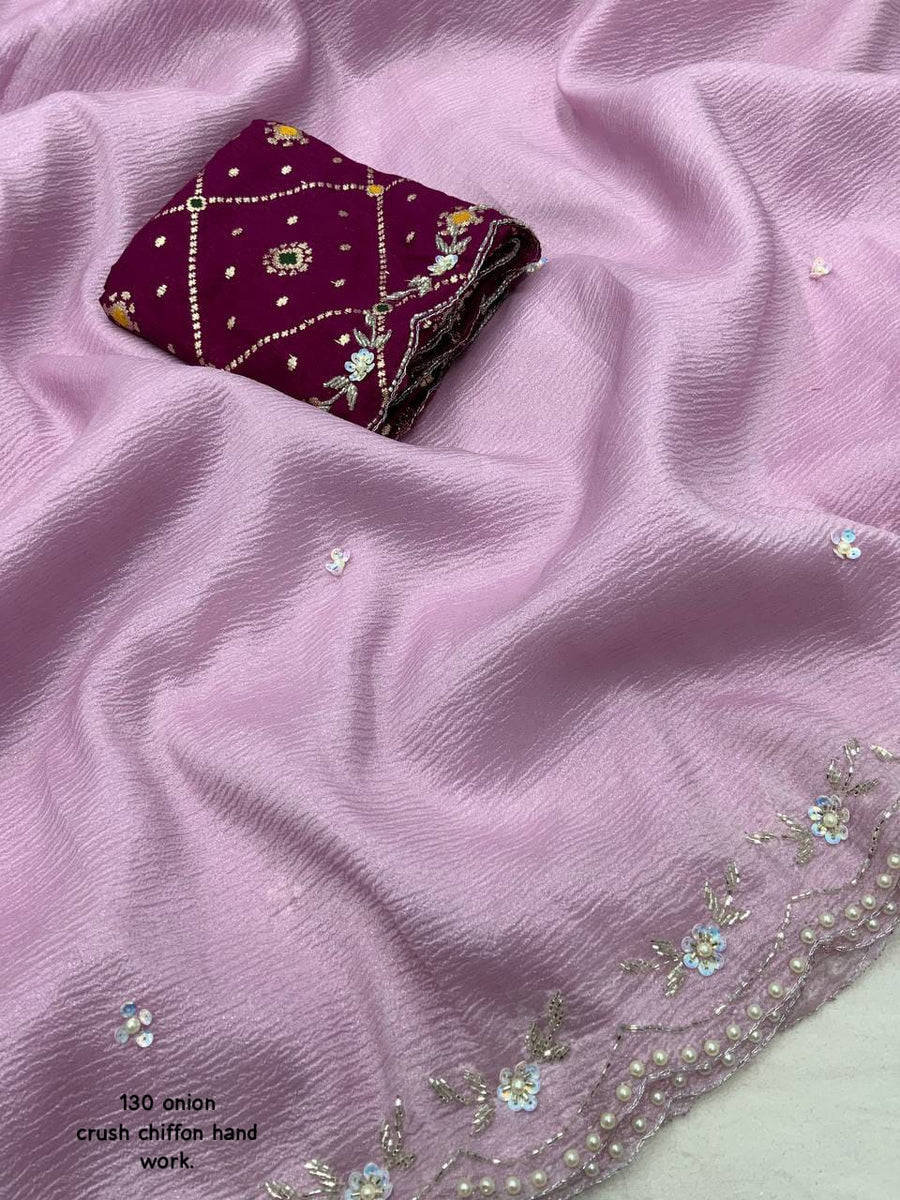 soft crush chiffon saree - Anvitha Collections