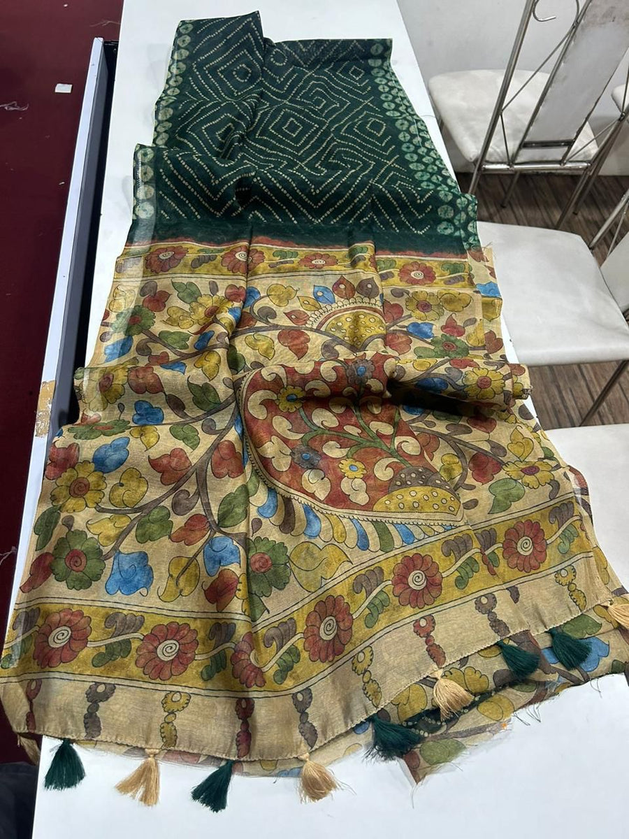stunning linen saree
