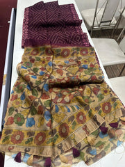 stunning linen saree