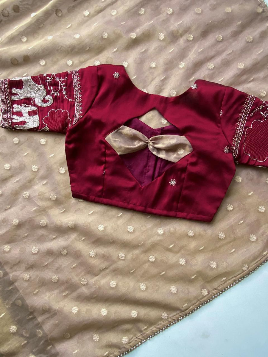 pure soft tissue organza saree
