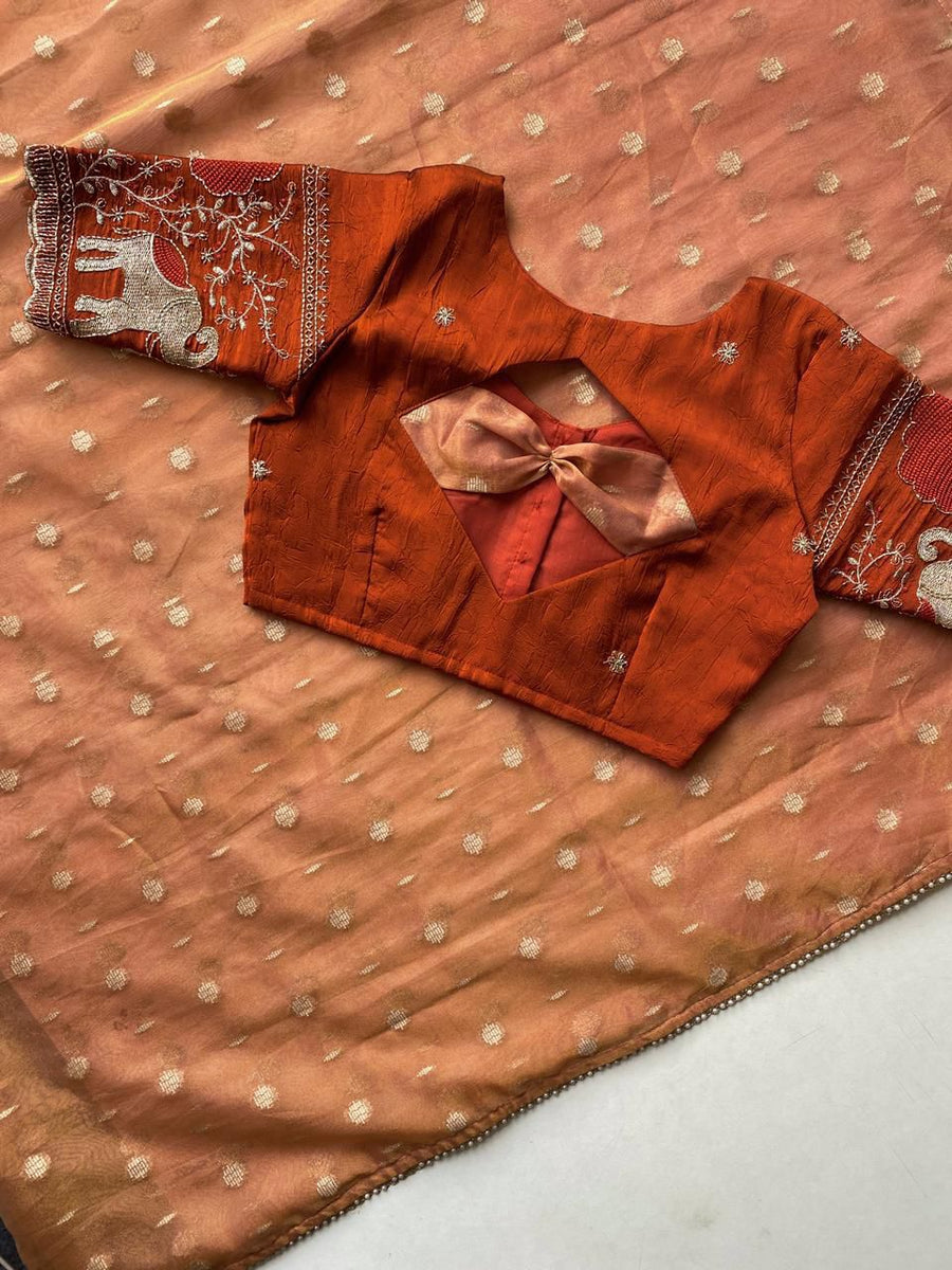 pure soft tissue organza saree