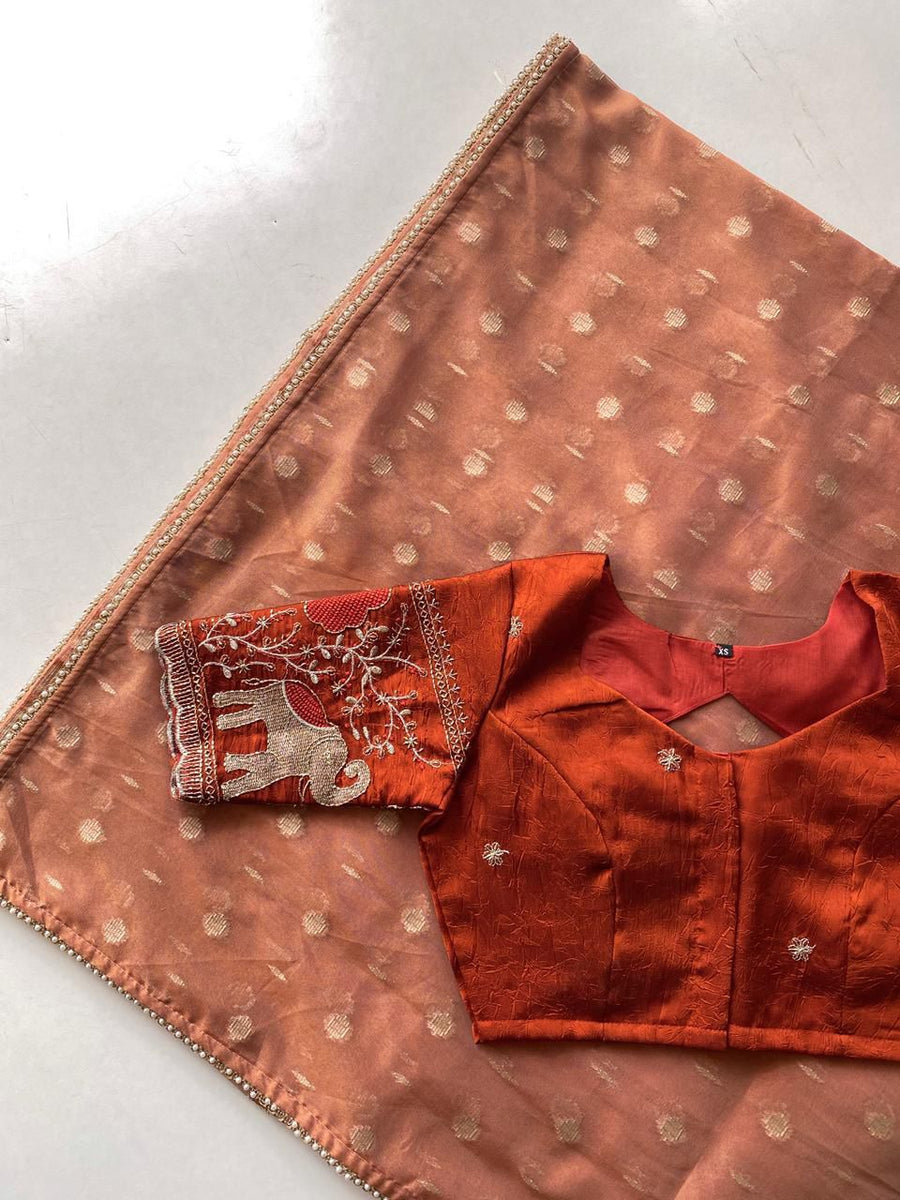 pure soft tissue organza saree