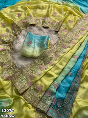 stunning dual-tone satin chiffon saree