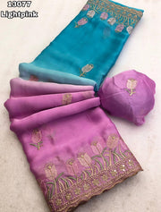 stunning dual-tone satin chiffon saree