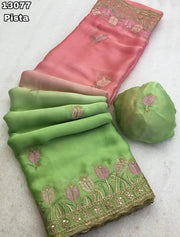 stunning dual-tone satin chiffon saree