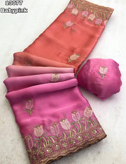 stunning dual-tone satin chiffon saree