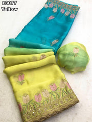 stunning dual-tone satin chiffon saree