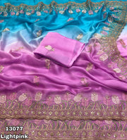 stunning dual-tone satin chiffon saree