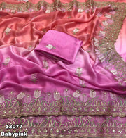 stunning dual-tone satin chiffon saree