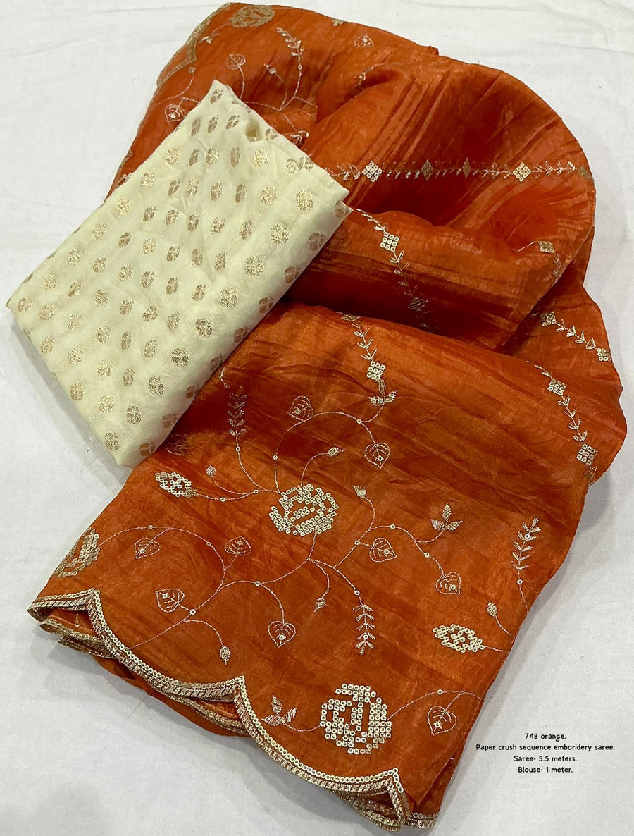 soft paper crush saree
