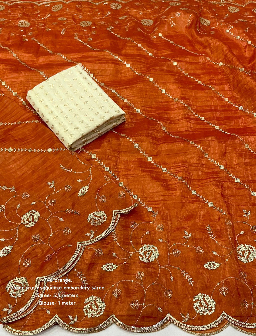 soft paper crush saree