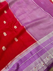 pink doriya chiniya silk saree