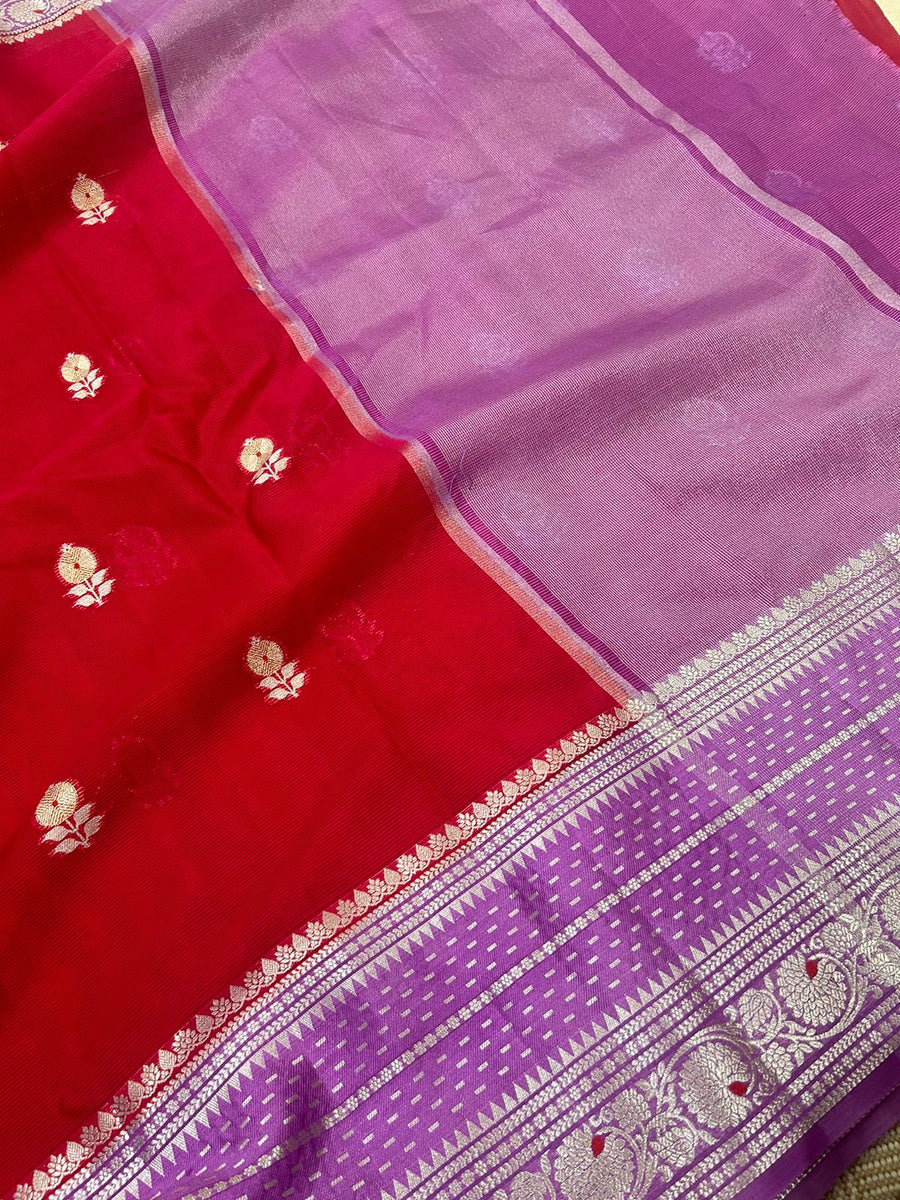 pink doriya chiniya silk saree
