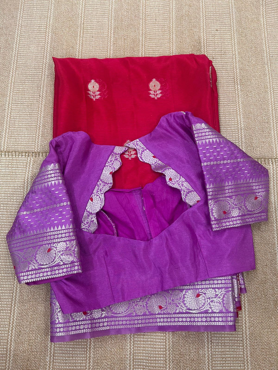 pink doriya chiniya silk saree