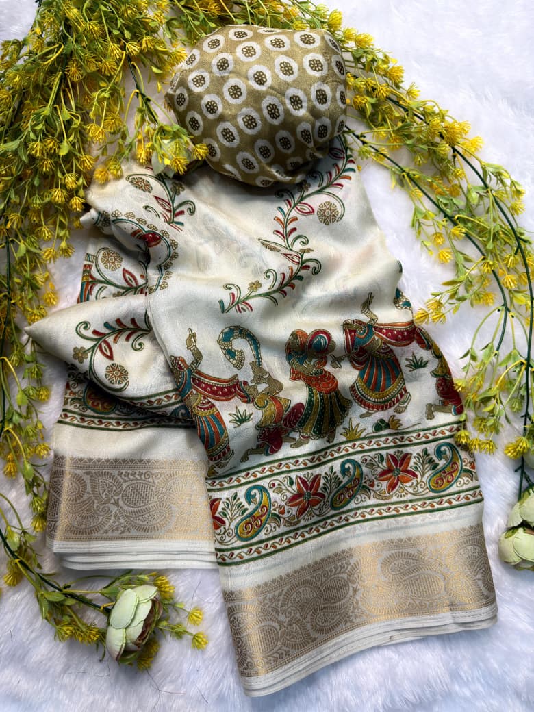 Heavy Marsh Melon Self Saree