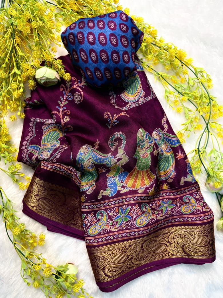 Heavy Marsh Melon Self Saree