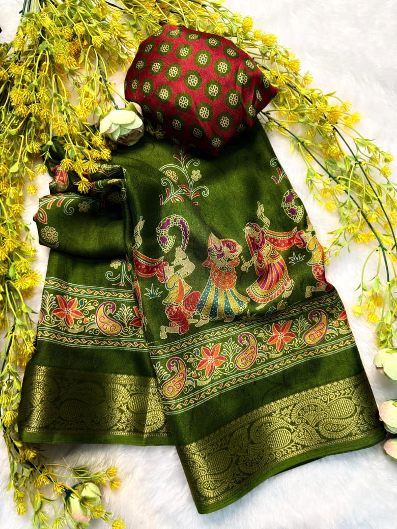 Heavy Marsh Melon Self Saree