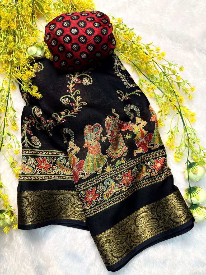 Heavy Marsh Melon Self Saree