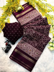 Ajrakh-designed cotton silk sarees