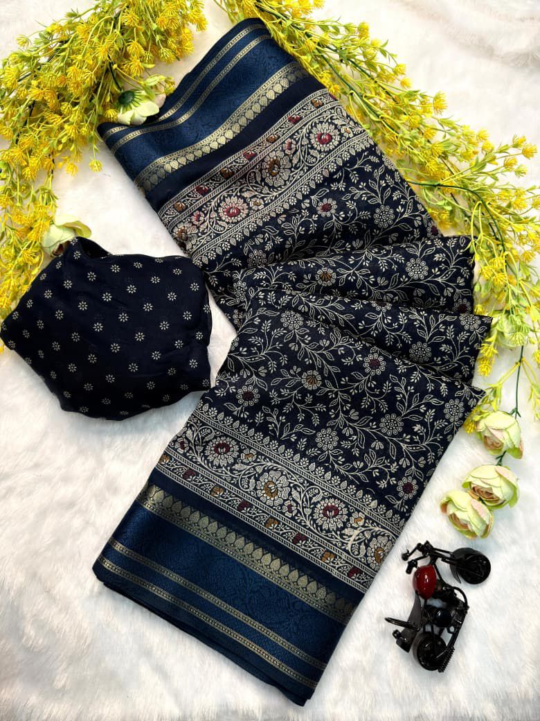 Ajrakh-designed cotton silk sarees