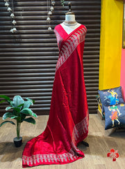 Ajrakh hand block printed viscose modal silk saree