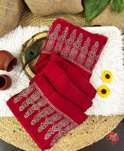 Ajrakh hand block printed viscose modal silk saree